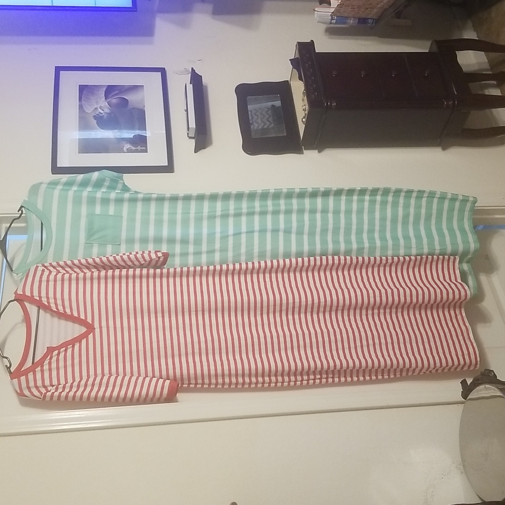 Extra long striped maxi dresses